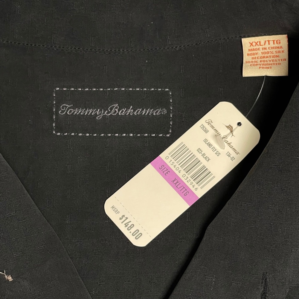 Tommy Bahama Mens XXL Black Silk Camp Shirt Island Fly Limited Edition NWT - Picture 5 of 12